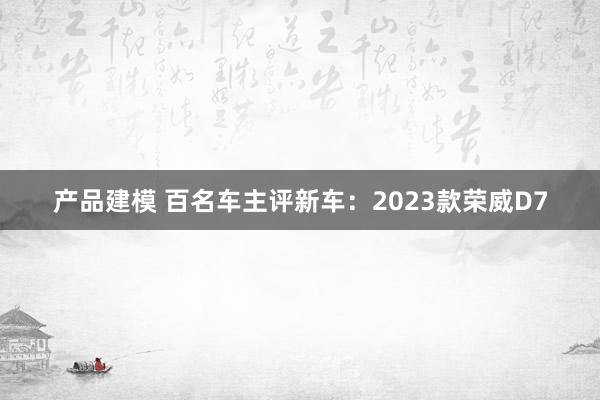 产品建模 百名车主评新车：2023款荣威D7