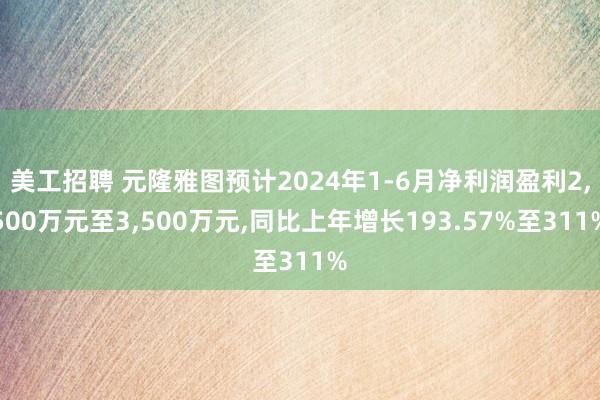 美工招聘 元隆雅图预计2024年1-6月净利润盈利2,500万元至3,500万元,同比上年增长193.57%至311%